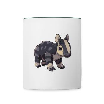 Niedliche Bergtapir-Illustration - Entzückendes Tier - Tasse zweifarbig - Weiß/Dunkelgrün - Vorne