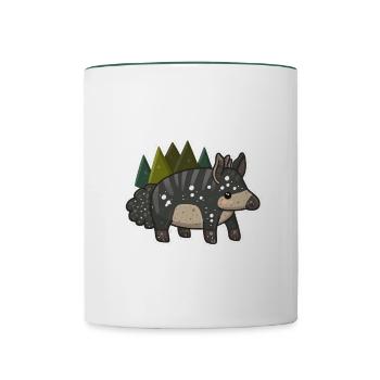 Niedliche Bergtapir-Illustration - Entzückendes Tier - Tasse zweifarbig - Weiß/Dunkelgrün - Vorne