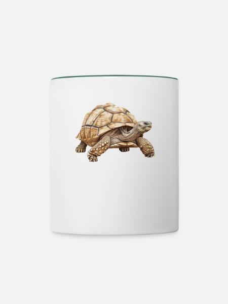 African Sulcata Tortoise - Tasse zweifarbig - Weiß/Dunkelgrün