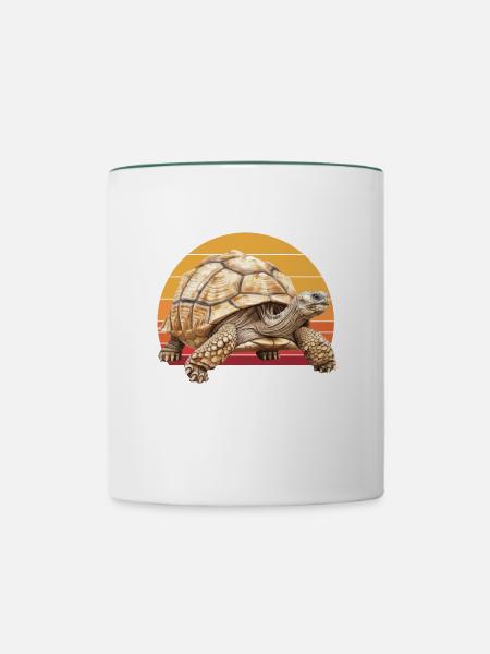 African Sulcata Tortoise - Tasse zweifarbig - Weiß/Dunkelgrün
