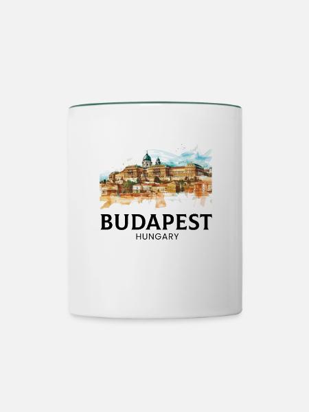 budapest Magyarorszag , Hungary - Tasse zweifarbig - Weiß/Dunkelgrün