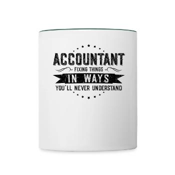 Accountant Colleagues Gift Profession Saying Funny - Contrasting Mug - white/dark green - Front