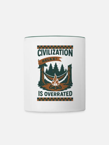 Prepper Survival Bushcrafting Zivilisation - Tasse zweifarbig - Weiß/Dunkelgrün