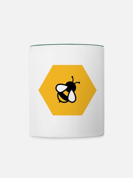 Biene Wabe - Tasse zweifarbig - Weiß/Dunkelgrün