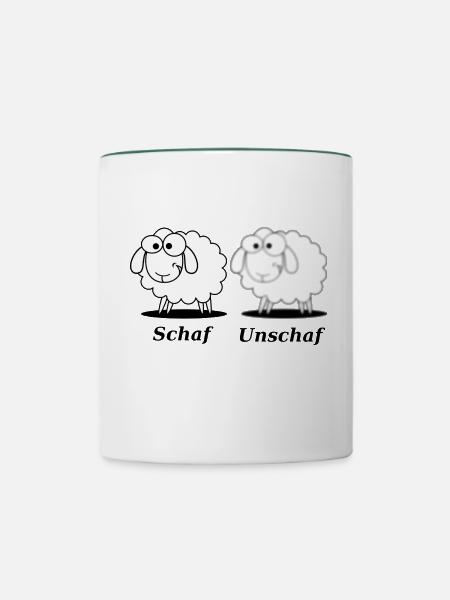 Schaf Unschaf lustiges - Tasse zweifarbig - Weiß/Dunkelgrün