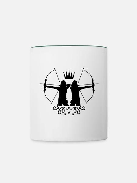 bogenschießen Pfeil Bogen - Tasse zweifarbig - Weiß/Dunkelgrün