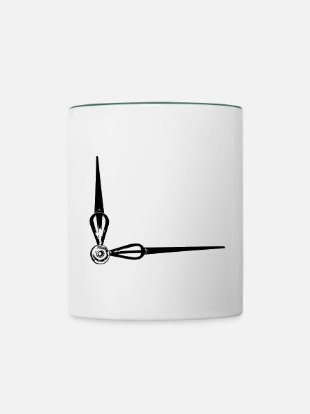 Uhr - Tasse zweifarbig - Weiß/Dunkelgrün