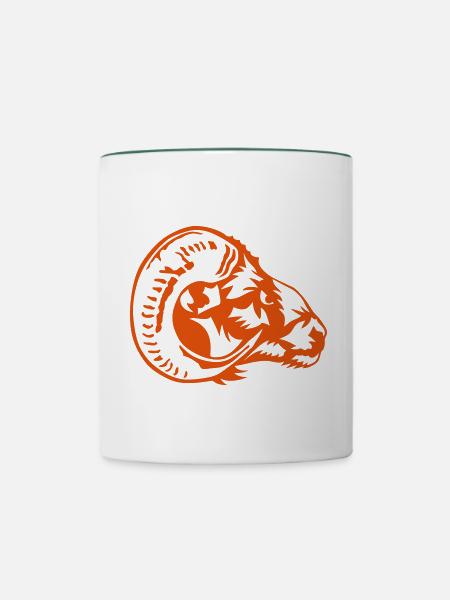belier horn - Tasse zweifarbig - Weiß/Dunkelgrün