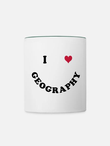 Geographie - Tasse zweifarbig - Weiß/Dunkelgrün