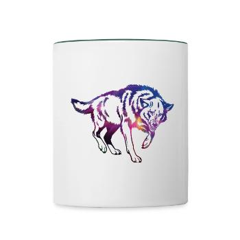 bad wolf gradient pattern - Contrasting Mug - white/dark green - Front