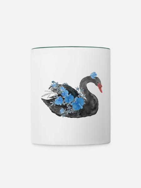 Schwarzer Schwan - Tasse zweifarbig - Weiß/Dunkelgrün