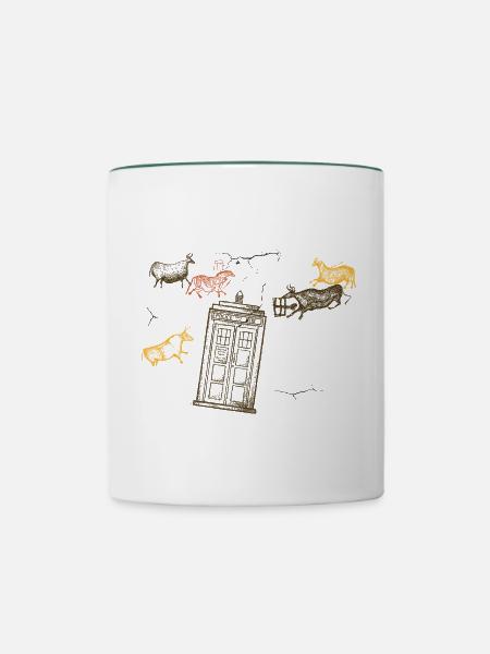 prähistorische Polizeikiste - Tasse zweifarbig - Weiß/Dunkelgrün