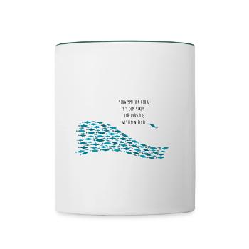 Gegen den Strom schwimmen - Tasse zweifarbig - Weiß/Dunkelgrün - Vorne
