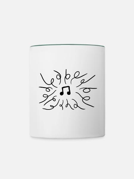 Note mit Streifen - Tasse zweifarbig - Weiß/Dunkelgrün