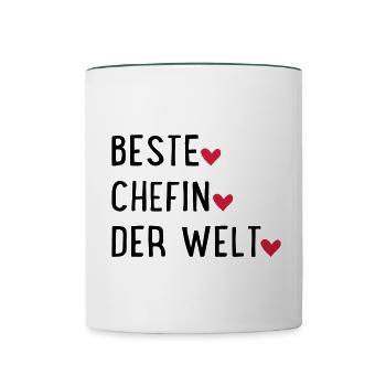 Beste Chefin der Welt - Tasse zweifarbig - Weiß/Dunkelgrün - Vorne