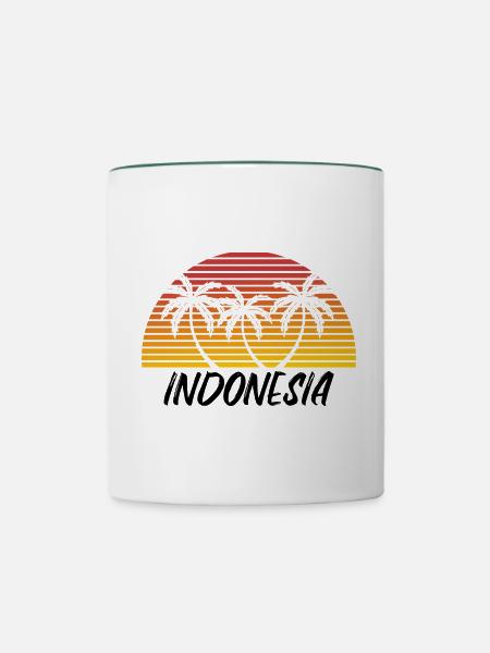 Indonesien - Tasse zweifarbig - Weiß/Dunkelgrün
