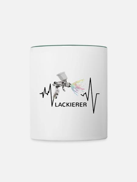 Lackierer Puls - Tasse zweifarbig - Weiß/Dunkelgrün