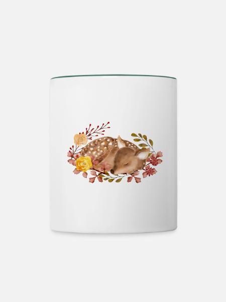 Schlafendes Kitz - Tasse zweifarbig - Weiß/Dunkelgrün