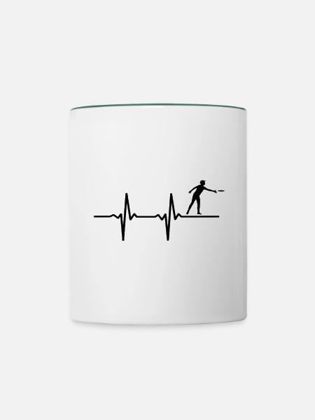 Frisbee Herzfrequenz - Tasse zweifarbig - Weiß/Dunkelgrün