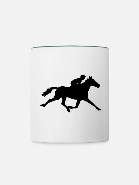 Pferderennen Pferd - Tasse zweifarbig - Weiß/Dunkelgrün