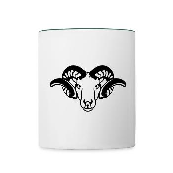Belierhorn Tierkopf 7092 - Tasse zweifarbig - Weiß/Dunkelgrün - Vorne