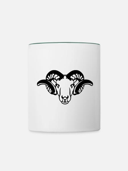 Belierhorn Tierkopf 7092 - Tasse zweifarbig - Weiß/Dunkelgrün