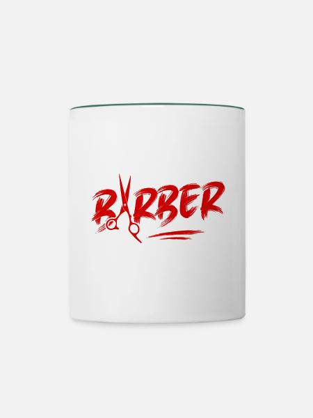 Barber Friseur Symbol - Tasse zweifarbig - Weiß/Dunkelgrün