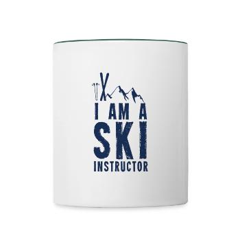 I am a ski instructor - Contrasting Mug - white/dark green - Front