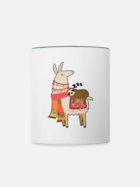 Funny Sloth Quotes - Tasse zweifarbig - Weiß/Dunkelgrün
