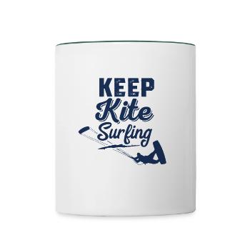 Kitesurfer Kitesurfer Kitesurfer Kitesurfer - Tasse zweifarbig - Weiß/Dunkelgrün - Vorne