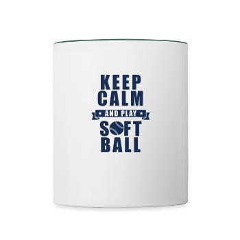 Softball Spieler - Tasse zweifarbig - Weiß/Dunkelgrün - Vorne