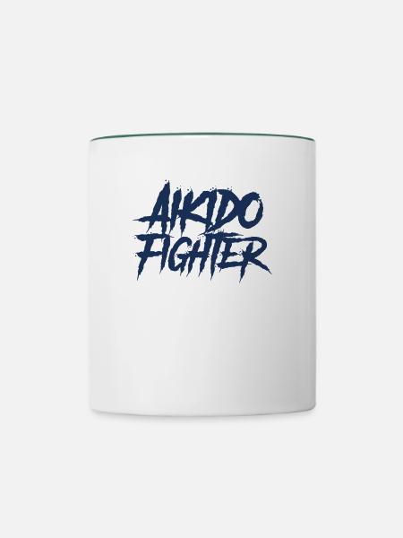 Aikido Aikido Aikido Aikido - Tasse zweifarbig - Weiß/Dunkelgrün