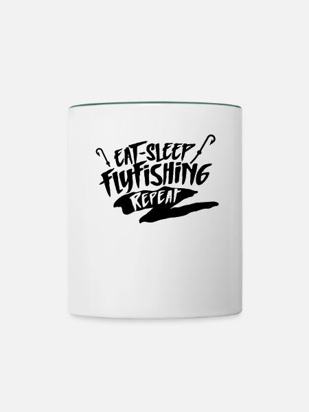 Fliegenfischen - Tasse zweifarbig - Weiß/Dunkelgrün