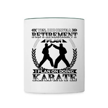 Retirement Plan Karate - Contrasting Mug - white/dark green - Front