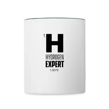 Wasserstoff Experte Hydrogen H Brennstoffzelle - Tasse zweifarbig - Weiß/Dunkelgrün - Vorne
