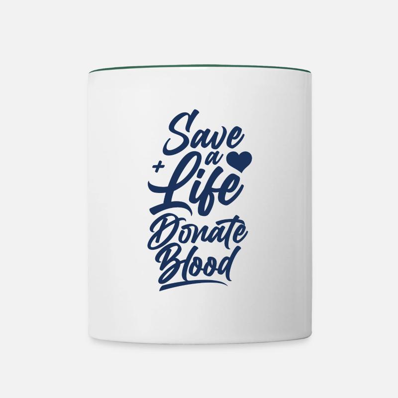 Dons sanguins Du sang Transfusion plasma - Mug contrasté - blanc/vert foncé