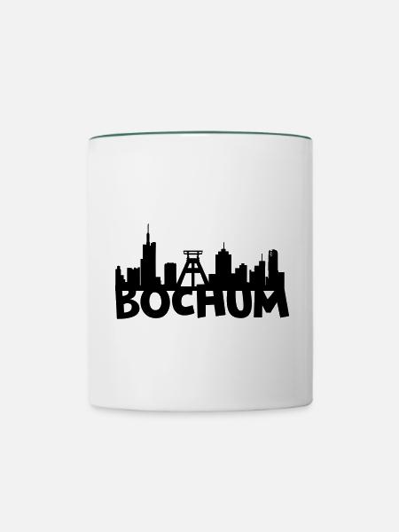 Bochum Skyline - Tasse zweifarbig - Weiß/Dunkelgrün