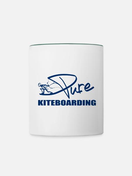 PURE KITEBOARDING blau - Tasse zweifarbig - Weiß/Dunkelgrün