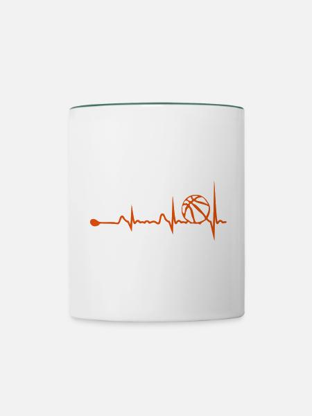 Basketball-Herzspur 2 - Tasse zweifarbig - Weiß/Dunkelgrün