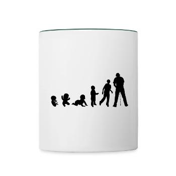 Evolution pissen stehen Mann Urin - Tasse zweifarbig - Weiß/Dunkelgrün - Vorne