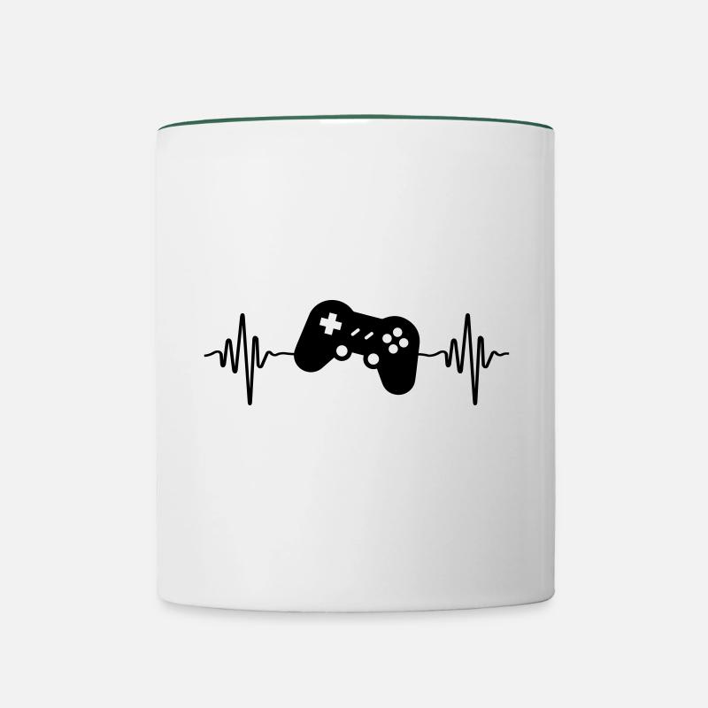 gamer controller puls - Tasse zweifarbig - Weiß/Dunkelgrün