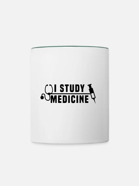 I STUDY MEDICINE - Tasse zweifarbig - Weiß/Dunkelgrün
