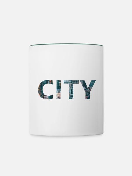 City - Tasse zweifarbig - Weiß/Dunkelgrün