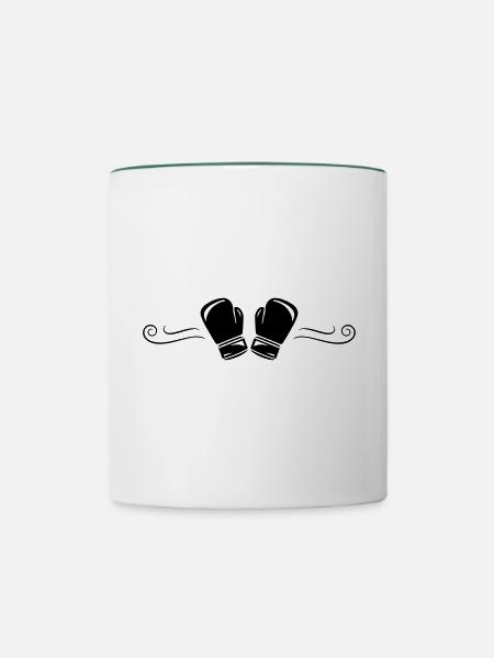 boxhandschuhe symbol boxen - Tasse zweifarbig - Weiß/Dunkelgrün