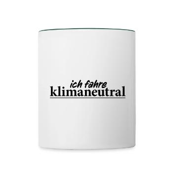 I drive climate neutral - cycling sustainable - Contrasting Mug - white/dark green - Front