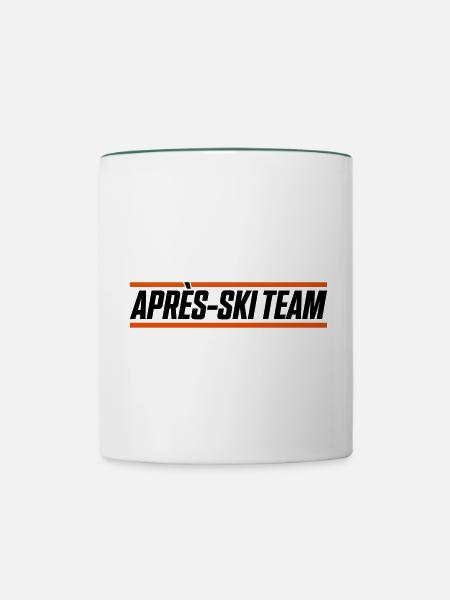 apres ski team - Tasse zweifarbig - Weiß/Dunkelgrün