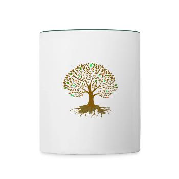Baum Herbst bunt - Tasse zweifarbig - Weiß/Dunkelgrün - Vorne