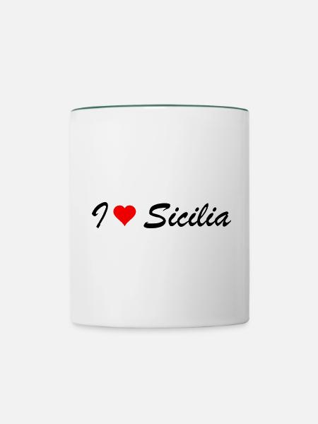 Sizilien - Tasse zweifarbig - Weiß/Dunkelgrün