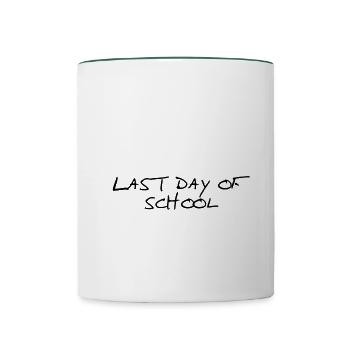 Letzter Schultag - Tasse zweifarbig - Weiß/Dunkelgrün - Vorne