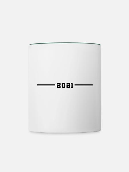 2021 Jahr - Tasse zweifarbig - Weiß/Dunkelgrün